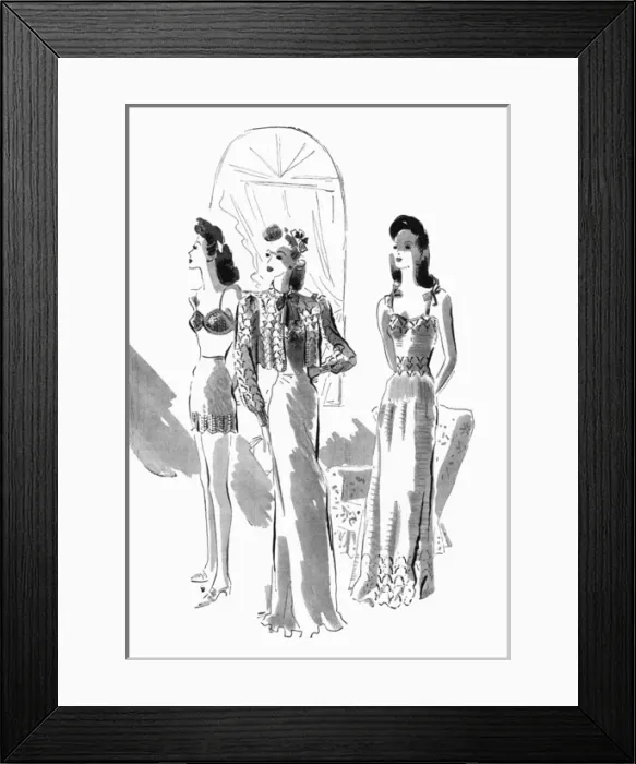 Framed Print : Knitted bedtime clothes, circa 1941 Framed Print : Knitted bedtime clothes, circa 1941