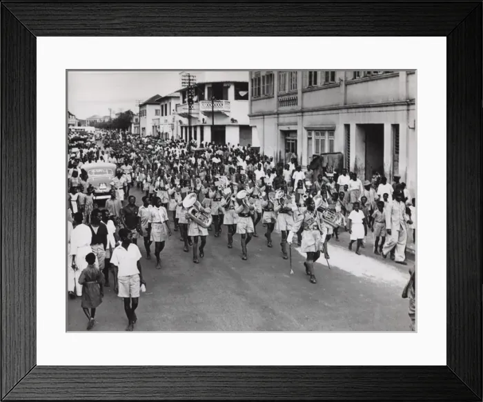 Framed Print : Regimental band marching, Ghana, West Africa Framed Print : Regimental band marching, Ghana, West Africa