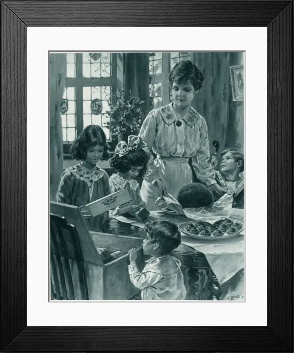 Framed Print : Daddys Christmas Dinner by Samuel Begg, WW1 Framed Print : Daddys Christmas Dinner by Samuel Begg, WW1