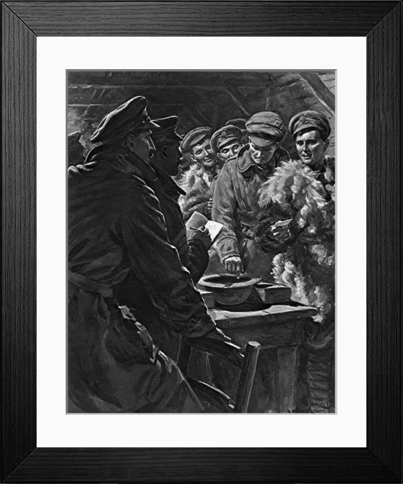 Framed Print : Drawing Lots for Christmas Leave, WW1 Framed Print : Drawing Lots for Christmas Leave, WW1