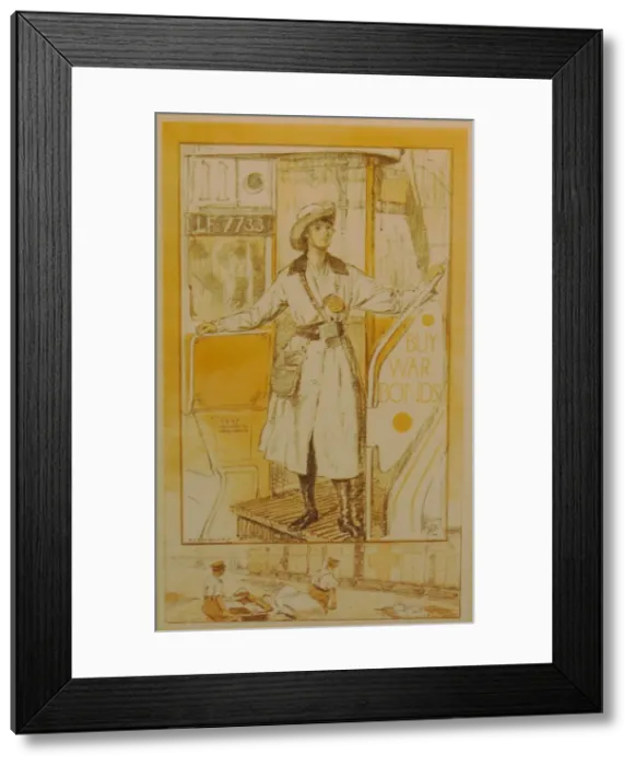 Framed Print : Women War Work WW1 Bus Conductor Framed Print : Women War Work WW1 Bus Conductor