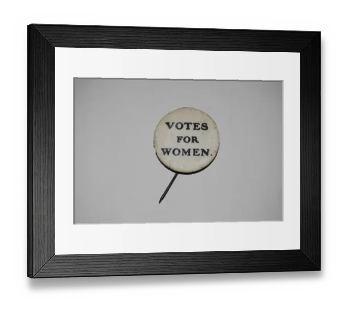 Framed Print : Suffragette Votes for Women Badge Framed Print : Suffragette Votes for Women Badge