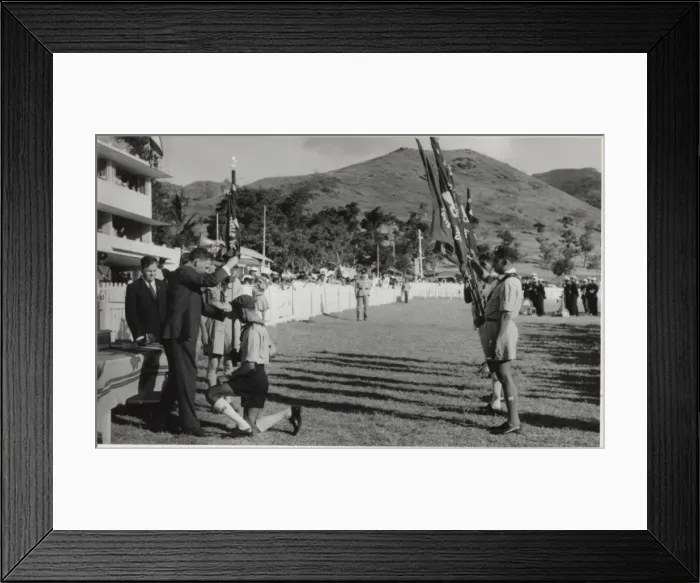Framed Print : Governor and scouts at a rally, Mauritius Framed Print : Governor and scouts at a rally, Mauritius