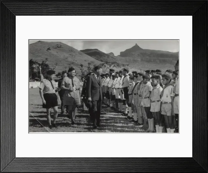 Framed Print : Governor inspecting scouts at a rally, Mauritius Framed Print : Governor inspecting scouts at a rally, Mauritius