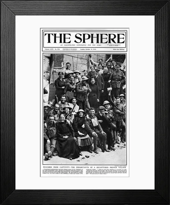 Framed Print : Sphere cover - inhabitants of a recaptured French village Framed Print : Sphere cover - inhabitants of a recaptured French village