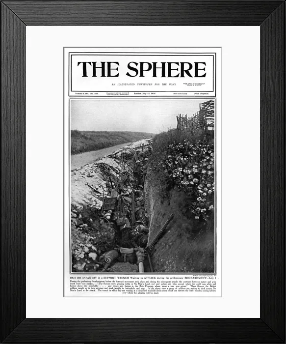 Framed Print : Sphere cover - British infantry waiting in trench to attack Framed Print : Sphere cover - British infantry waiting in trench to attack