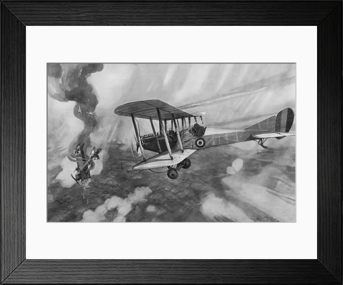 Framed Print : German plane attacked by British anti-aircraft gun, WW1 Framed Print : German plane attacked by British anti-aircraft gun, WW1