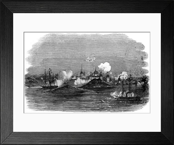 Framed Print : Attack on the town of Novitska in the White Sea, 1854 Framed Print : Attack on the town of Novitska in the White Sea, 1854