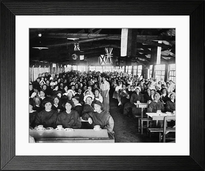 Framed Print : Tea Time in Dining Hall of National Control Canteen, WW1 Framed Print : Tea Time in Dining Hall of National Control Canteen, WW1