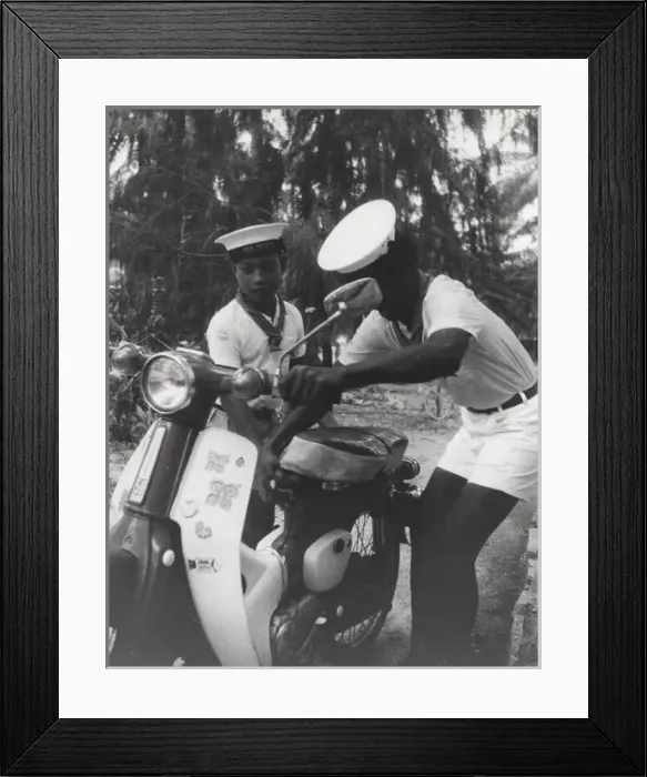 Framed Print : Sea scouts with moped, Gilbert Islands, Pacific Framed Print : Sea scouts with moped, Gilbert Islands, Pacific