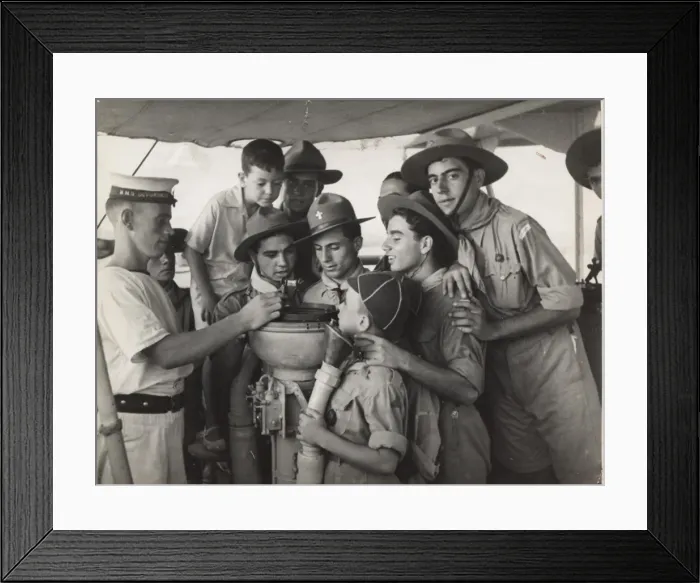 Framed Print : Greek boy scouts on HMS Devonshire in Egypt Framed Print : Greek boy scouts on HMS Devonshire in Egypt