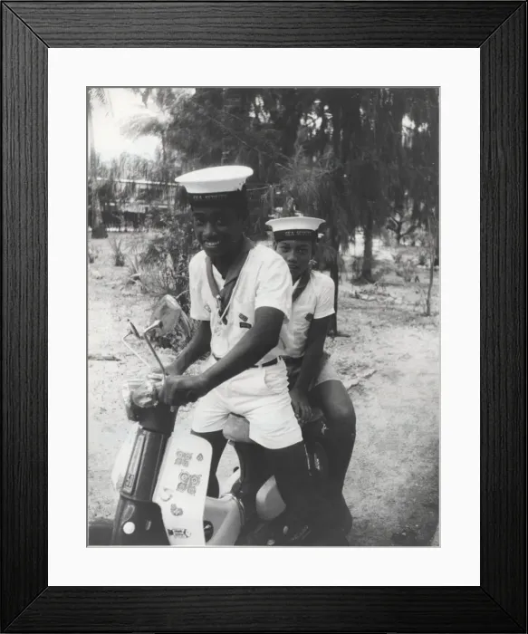 Framed Print : Sea scouts with moped, Gilbert Islands, Pacific Framed Print : Sea scouts with moped, Gilbert Islands, Pacific