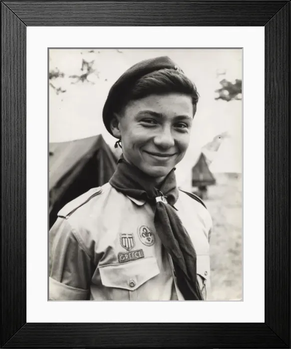 Framed Print : Portrait of a Greek boy scout at camp Framed Print : Portrait of a Greek boy scout at camp