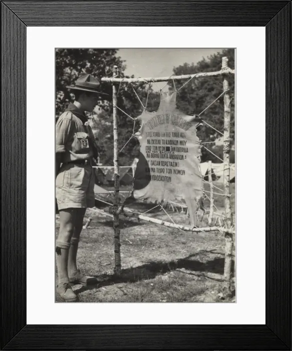 Framed Print : Greek boy scout at camp Framed Print : Greek boy scout at camp