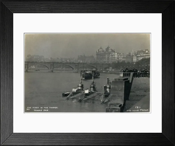 Framed Print : British fleet on Thames, including three submarines Framed Print : British fleet on Thames, including three submarines