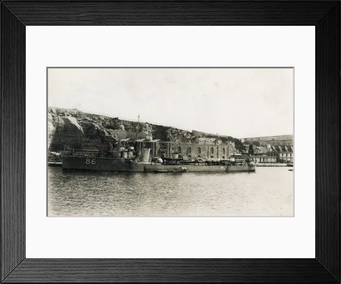 Framed Print : British destroyer at ammunition dump, Malta Framed Print : British destroyer at ammunition dump, Malta