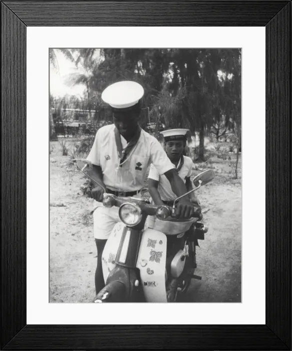 Framed Print : Sea scouts with moped, Gilbert Islands, Pacific Framed Print : Sea scouts with moped, Gilbert Islands, Pacific