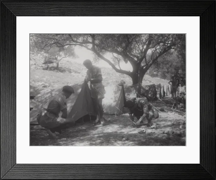 Framed Print : Scouts pitching tents, Argostolion, Kefalonia, Greece Framed Print : Scouts pitching tents, Argostolion, Kefalonia, Greece