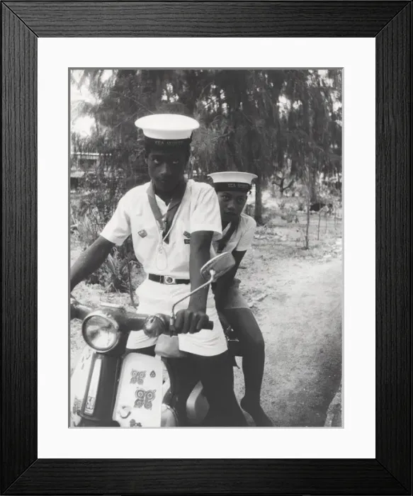 Framed Print : Sea scouts with moped, Gilbert Islands, Pacific Framed Print : Sea scouts with moped, Gilbert Islands, Pacific