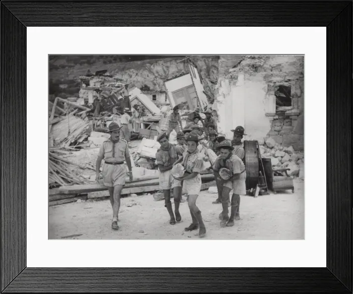 Framed Print : Scouts clearing ruins in Zakynthos, Greece Framed Print : Scouts clearing ruins in Zakynthos, Greece