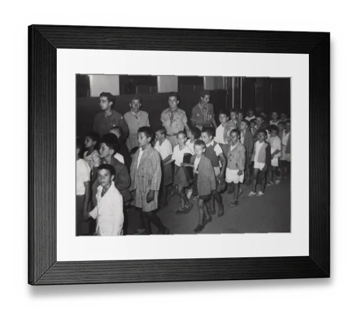Framed Print : Scouts escorting earthquake victims, Greece Framed Print : Scouts escorting earthquake victims, Greece