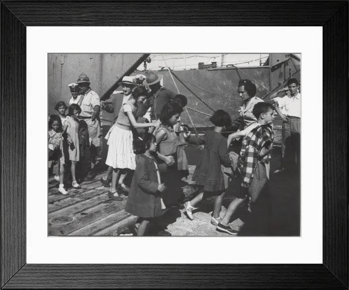 Framed Print : Scouts escorting earthquake victims, Greece Framed Print : Scouts escorting earthquake victims, Greece
