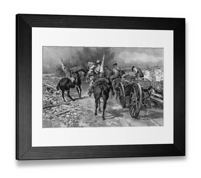 Framed Print : British Gunners under fire Framed Print : British Gunners under fire
