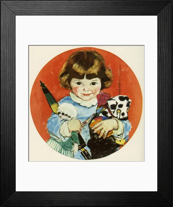 Framed Print : Little girl clutching her toys Framed Print : Little girl clutching her toys