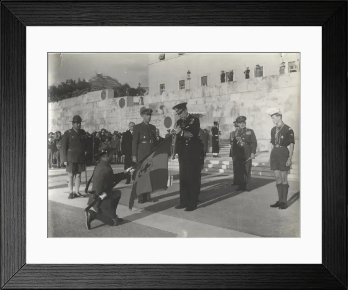 Framed Print : Greek boy scouts and leaders in outdoor ceremony Framed Print : Greek boy scouts and leaders in outdoor ceremony