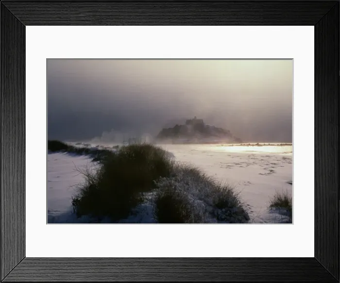 Framed Print : Blizzard over St Michaels Mount, Cornwall Framed Print : Blizzard over St Michaels Mount, Cornwall