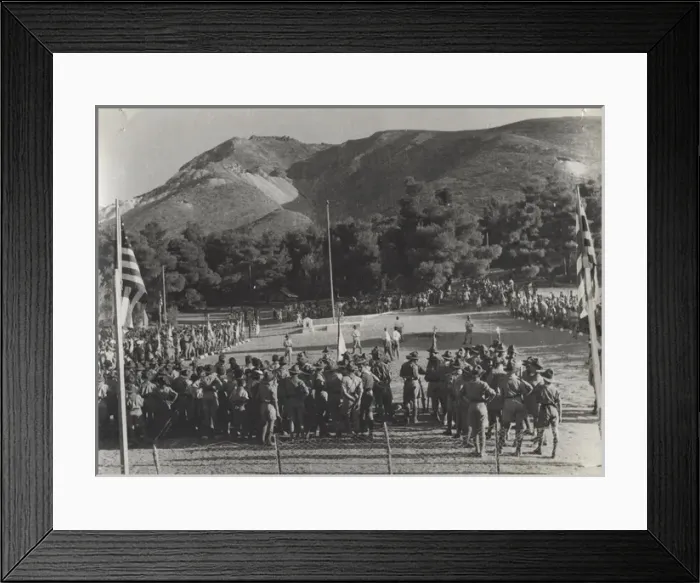 Framed Print : Greek boy scouts and leaders on outdoor activity Framed Print : Greek boy scouts and leaders on outdoor activity