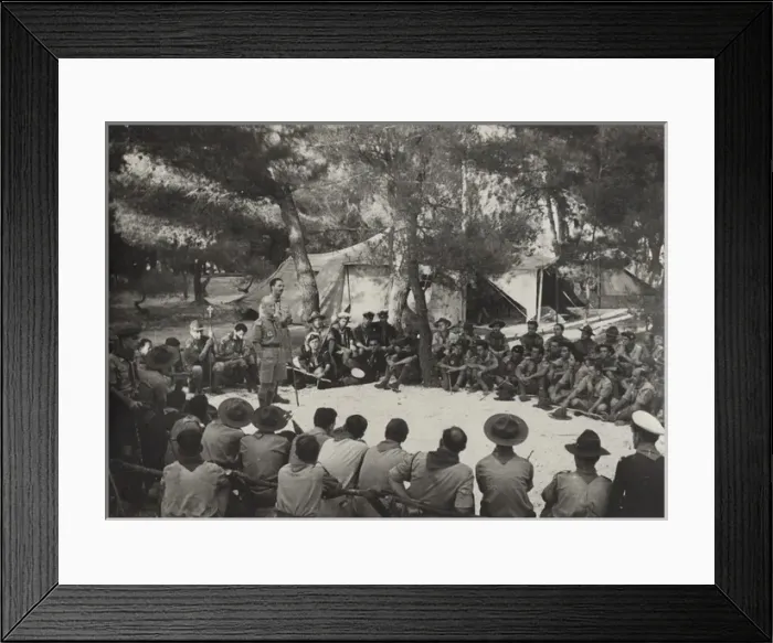 Framed Print : Greek boy scouts and leaders at camp Framed Print : Greek boy scouts and leaders at camp