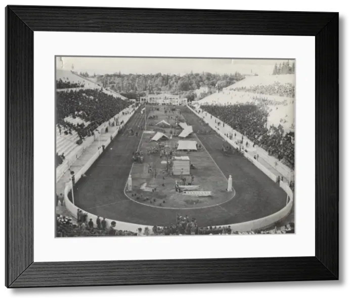 Framed Print : Greek boy scouts in a stadium Framed Print : Greek boy scouts in a stadium