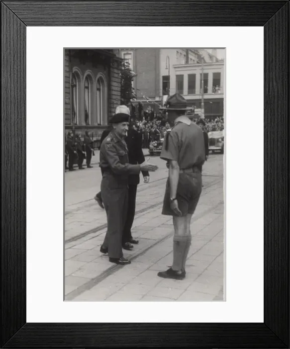 Framed Print : General Montgomery meeting scout leader, Amsterdam Framed Print : General Montgomery meeting scout leader, Amsterdam