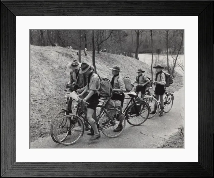 Framed Print : Dutch scouts on a cycling trek, Netherlands Framed Print : Dutch scouts on a cycling trek, Netherlands