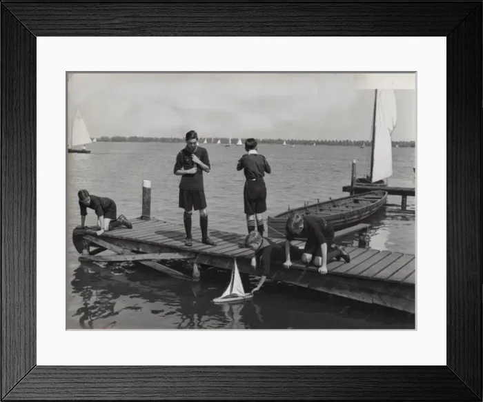 Framed Print : Dutch scouts with model sailing boat, Holland Framed Print : Dutch scouts with model sailing boat, Holland