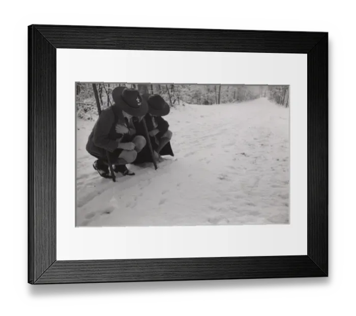 Framed Print : Dutch boy scouts tracking in snow, Holland Framed Print : Dutch boy scouts tracking in snow, Holland