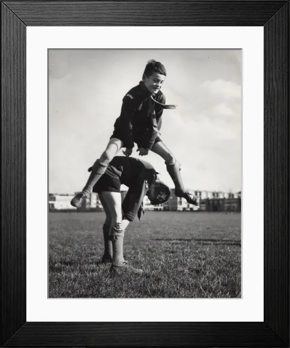 Framed Print : Dutch boy scouts playing leapfrog, Holland Framed Print : Dutch boy scouts playing leapfrog, Holland