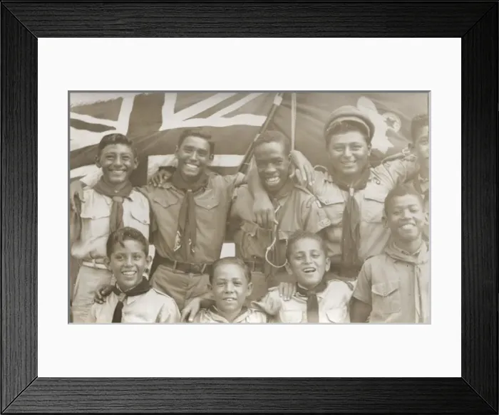 Framed Print : Group photo, boy scouts at Loyola Camp, British Honduras Framed Print : Group photo, boy scouts at Loyola Camp, British Honduras