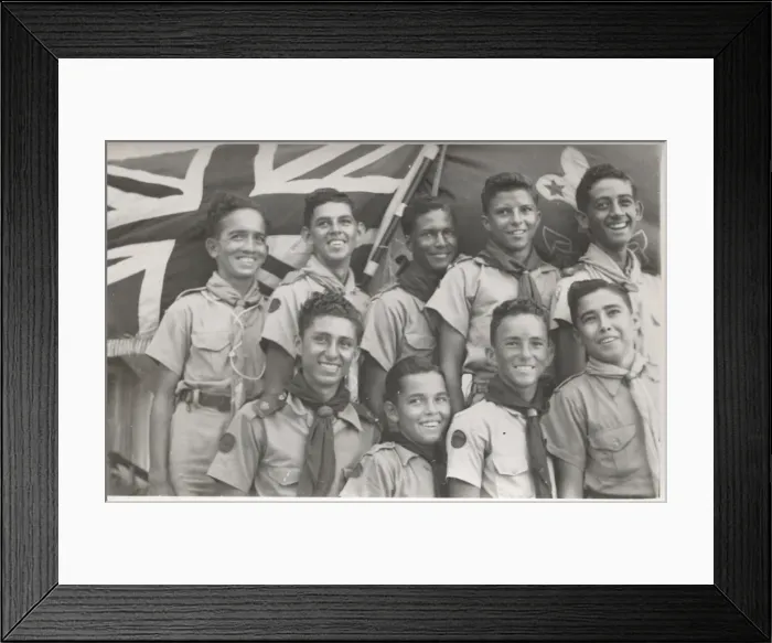 Framed Print : Group photo, boy scouts at Loyola Camp, British Honduras Framed Print : Group photo, boy scouts at Loyola Camp, British Honduras