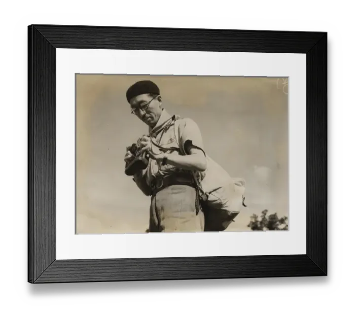 Framed Print : Japanese leader with camera at cub conference Framed Print : Japanese leader with camera at cub conference