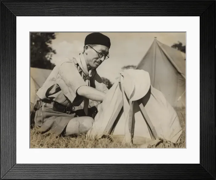 Framed Print : Japanese leader with rucksack at cub conference Framed Print : Japanese leader with rucksack at cub conference