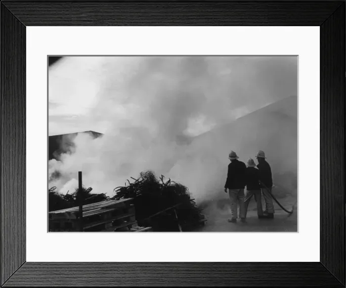 Framed Print : Firefighters in action at a farm near Crediton, Devon Framed Print : Firefighters in action at a farm near Crediton, Devon