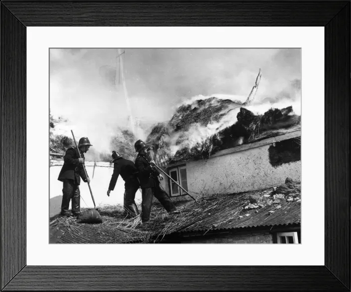 Framed Print : Firefighters in action, Exminster, Devon Framed Print : Firefighters in action, Exminster, Devon