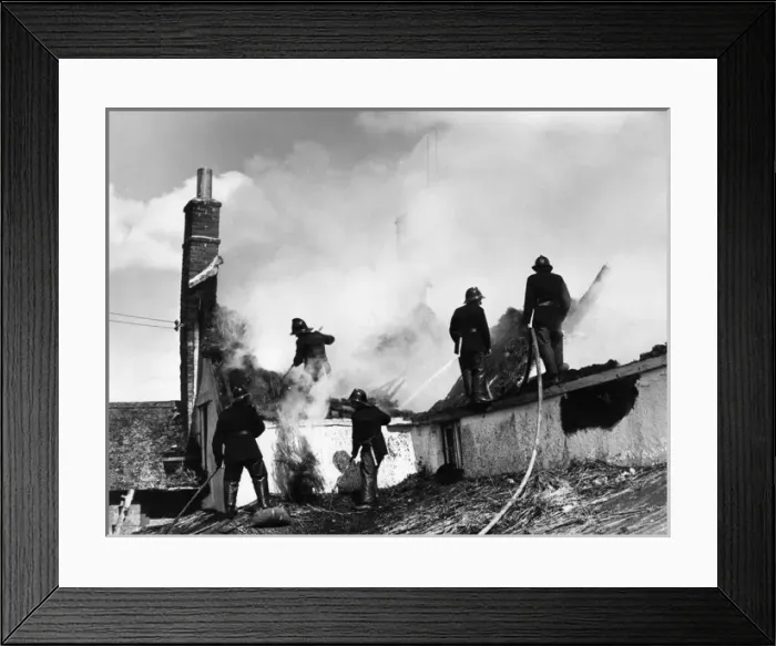 Framed Print : Firefighters in action, Exminster, Devon Framed Print : Firefighters in action, Exminster, Devon