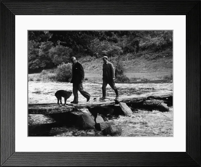 Framed Print : People crossing Tarr Steps, Exmoor, Somerset Framed Print : People crossing Tarr Steps, Exmoor, Somerset