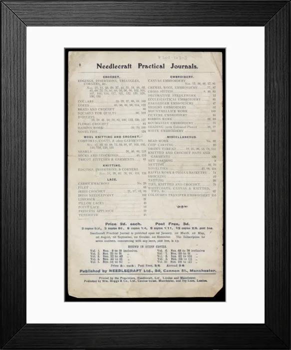 Framed Print : Book of patterns: Women & War - How to knit and crochet Framed Print : Book of patterns: Women & War - How to knit and crochet