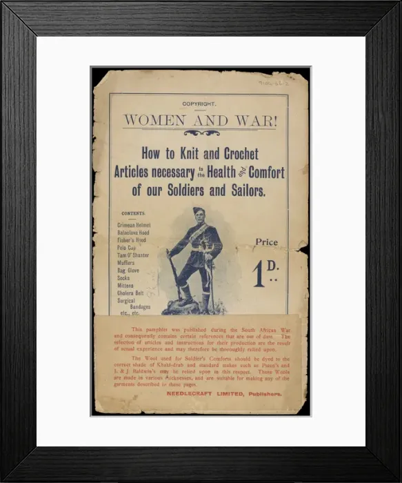 Framed Print : Book of patterns: Women & War - How to knit and crochet Framed Print : Book of patterns: Women & War - How to knit and crochet