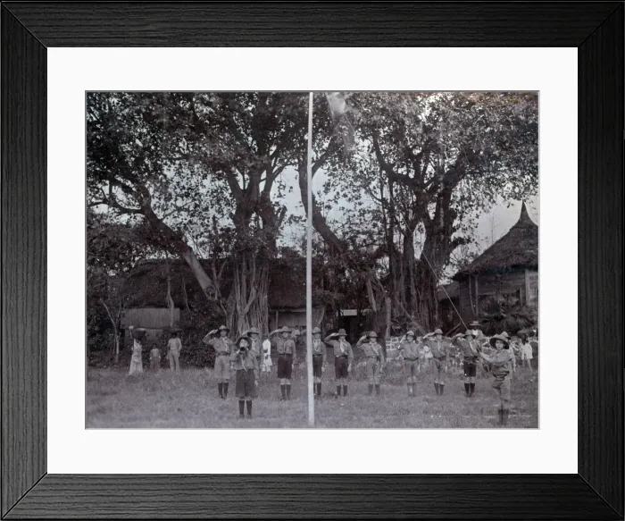 Framed Print : Boy scouts saluting the flag, Mauritius Framed Print : Boy scouts saluting the flag, Mauritius