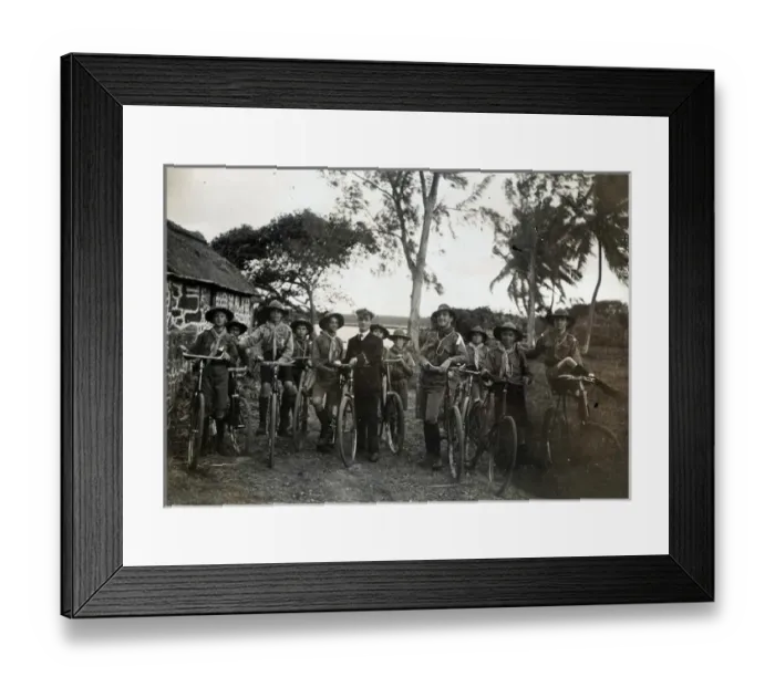 Framed Print : Boy scouts on a cycling expedition, Mauritius Framed Print : Boy scouts on a cycling expedition, Mauritius